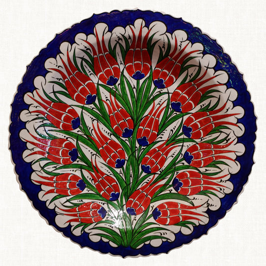 Ceramic Hand Painted Night Blue Flowers Décor Plate