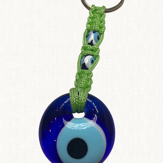 Turkish Blue Green Evil Eye Keychain