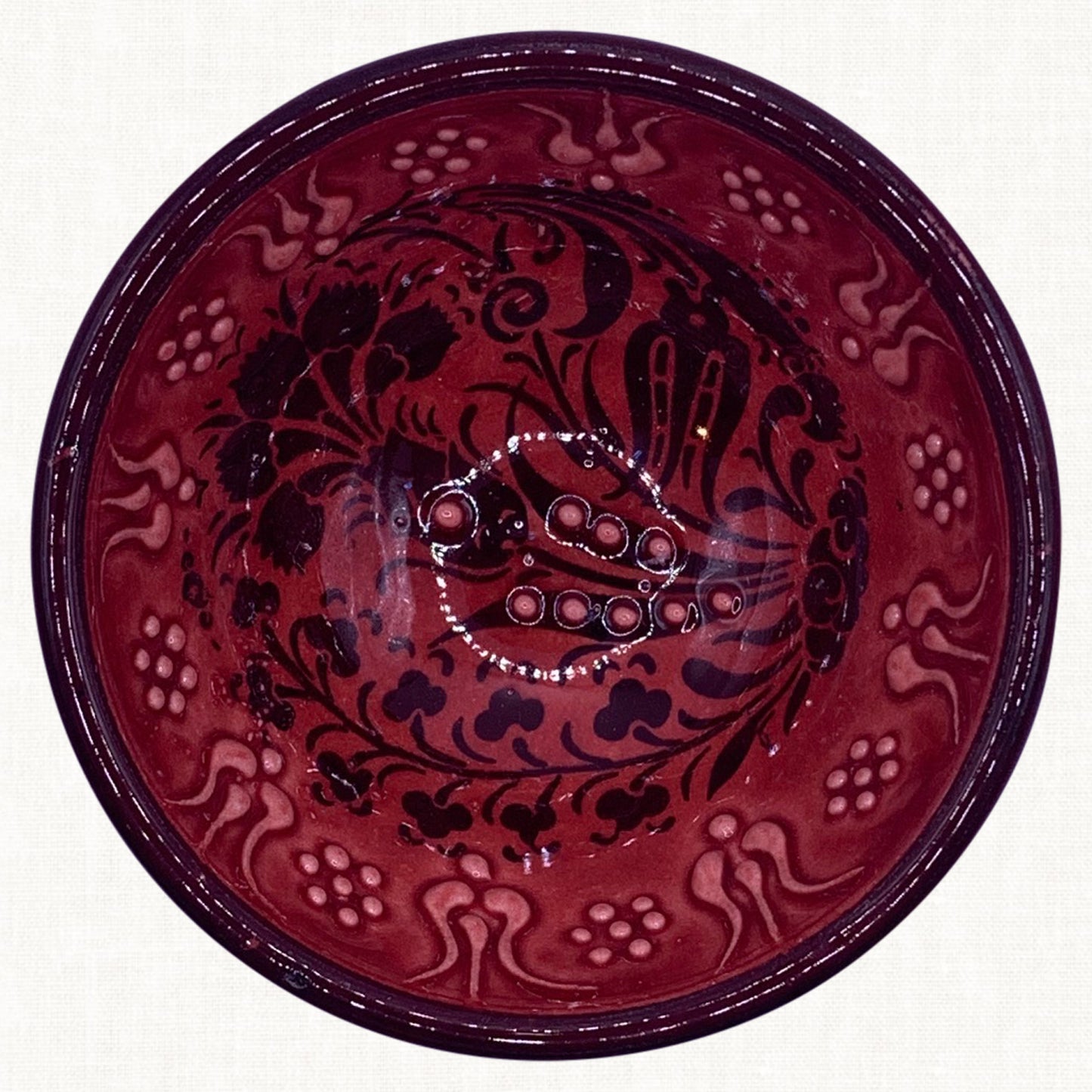 Ceramic Hand Painted Wine Berry Medium Bowl