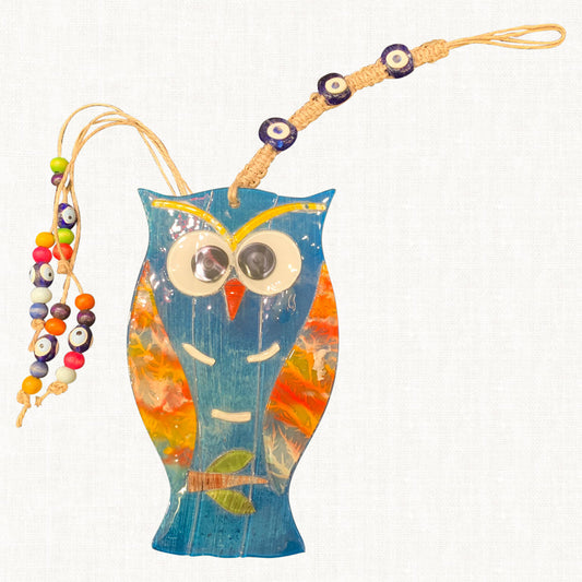 Slate Blue Owl Ceramic For Home Decoration