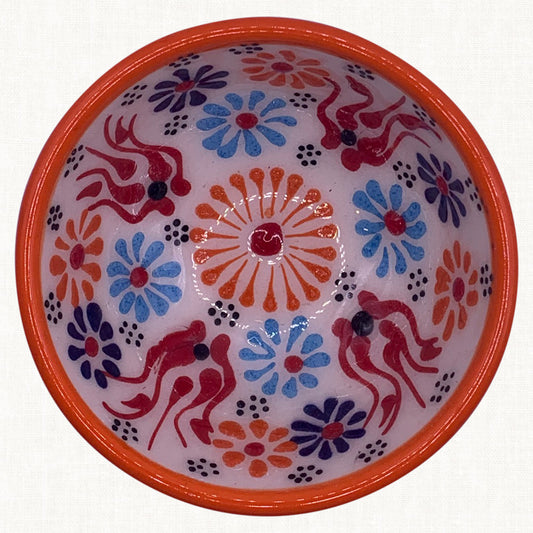 Ceramic Hand Painted Dark Pastel Orange Small Bowl