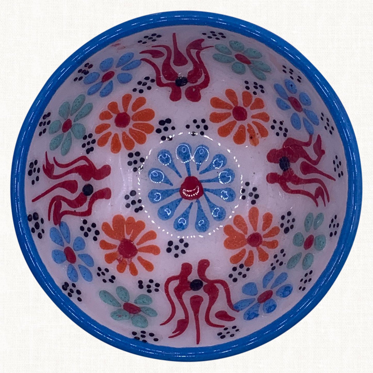 Ceramic Hand Painted Tory Blue Medium Bowl
