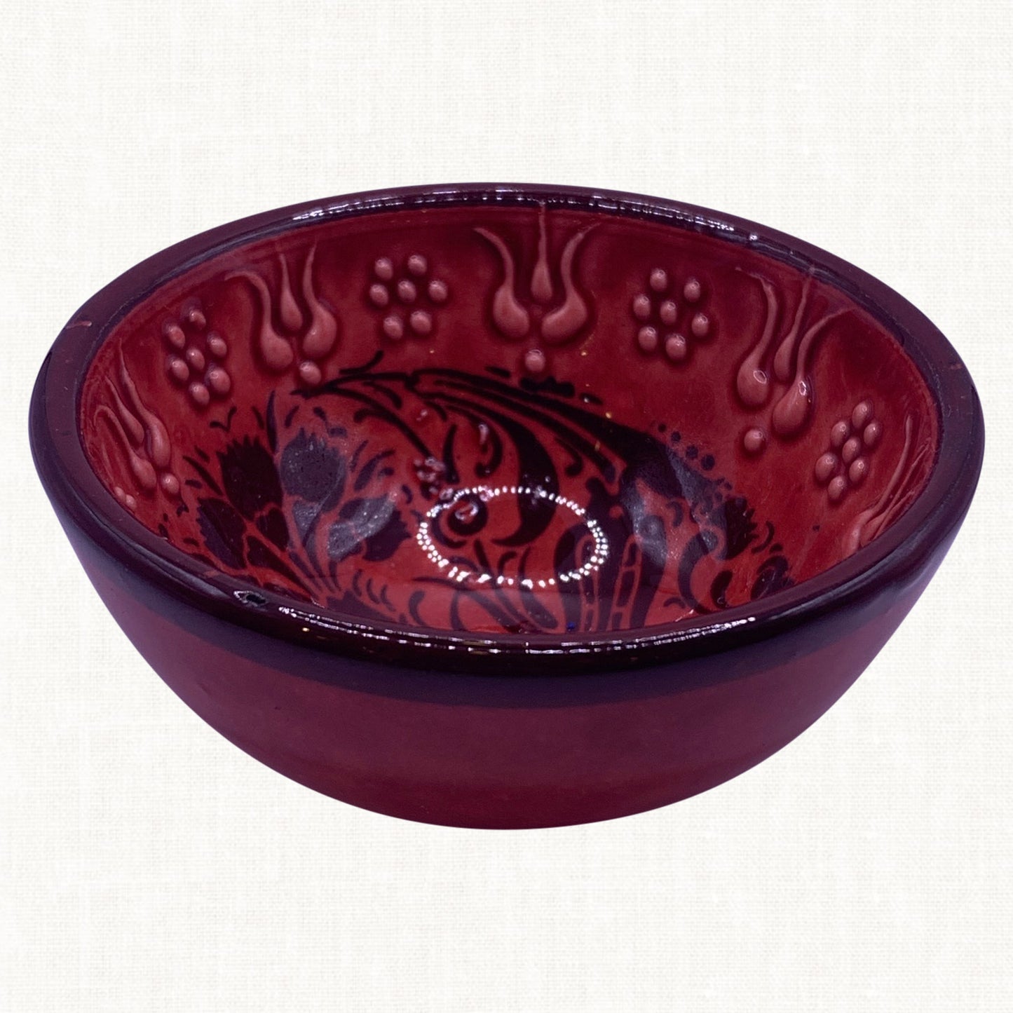 Ceramic Hand Painted Wine Berry Medium Bowl