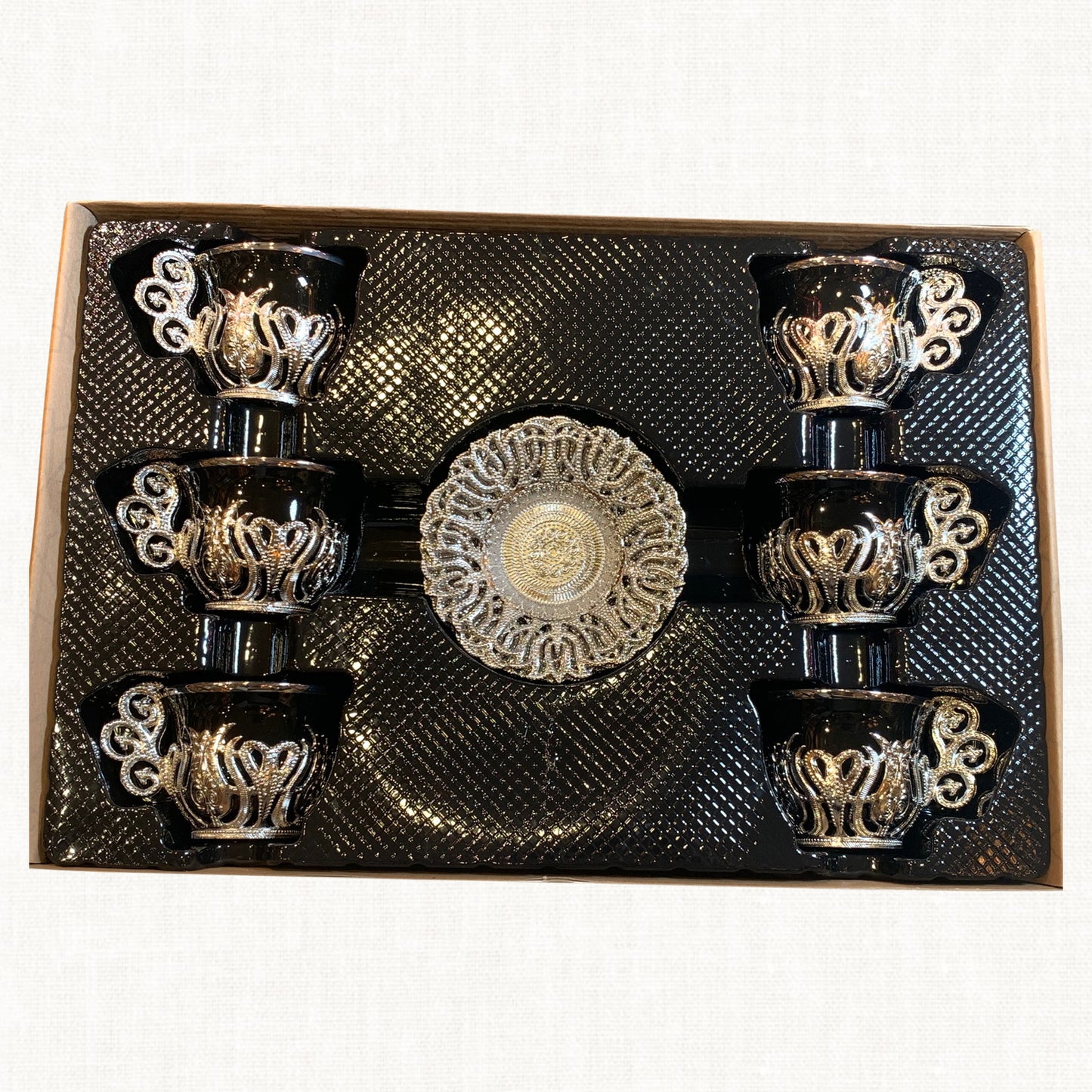 Grey Nickel Ceramic Cups And Saucers Set