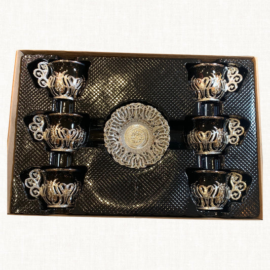 Grey Nickel Ceramic Cups And Saucers Set
